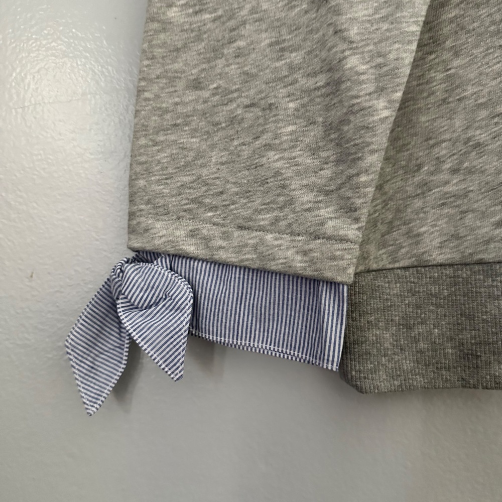 ST. JOHN'S BAY GREY WITH EMBROIDERED FLOWERS WITH MOCK SLEEVES SWEATER - Picture 2 of 6